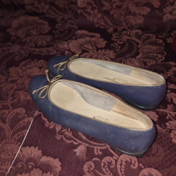Salvatore Ferragamo Banner 1 CM Iridescent Blue Ballet Flats Women's Size 8.5 B - Picture 4 of 5